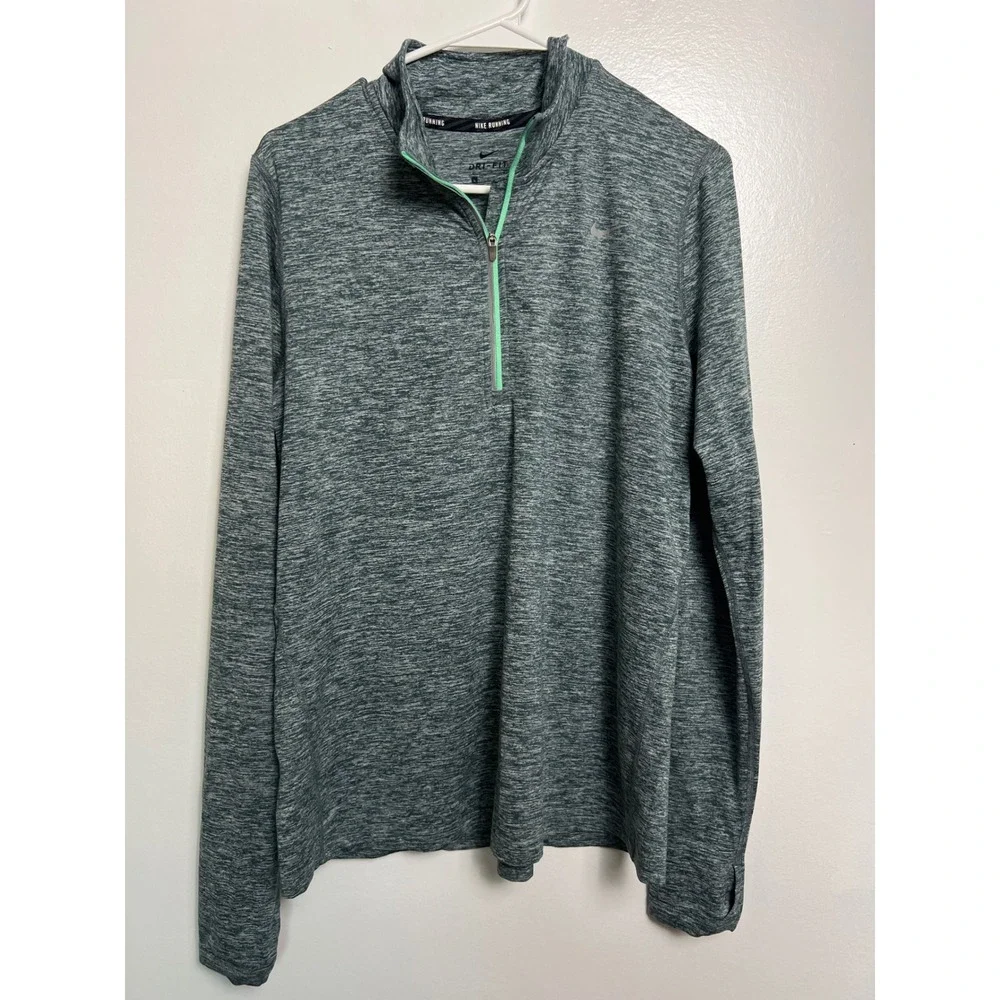 Nike Running Dri-FIT 1/2 Zip Pullover Space Dye Teal Grey Mens L Gorpcore Sporty